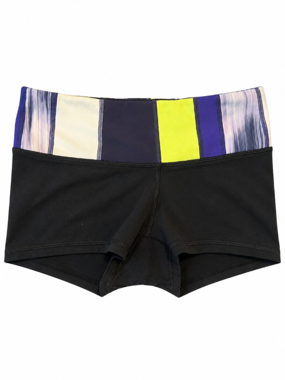 lululemon Reversible Black Yoga Shorts Patchwork Waistband Size 6 1.5 Inseam